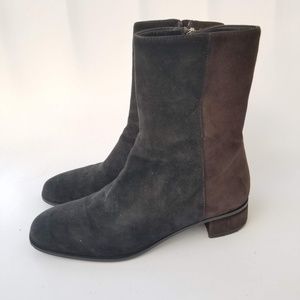 Aquatalia Sz 6.5 Black Brown Suede Ankle Boots